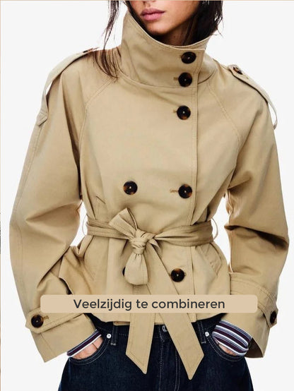 Élise™ Luxe Cropped Belted Trench Coat