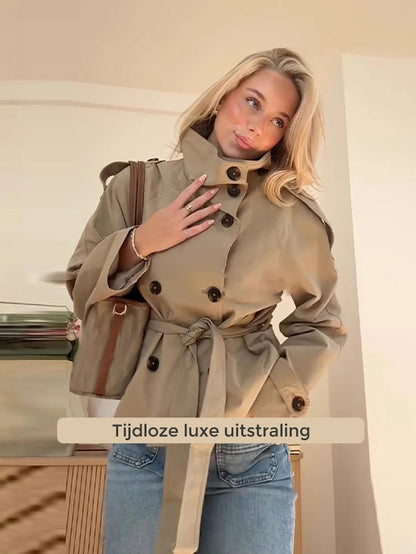 Élise™ Luxe Cropped Belted Trench Coat